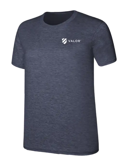 Womens Ring Spun Heather Navy 4.5 oz T-Shirt w/Valor Logo