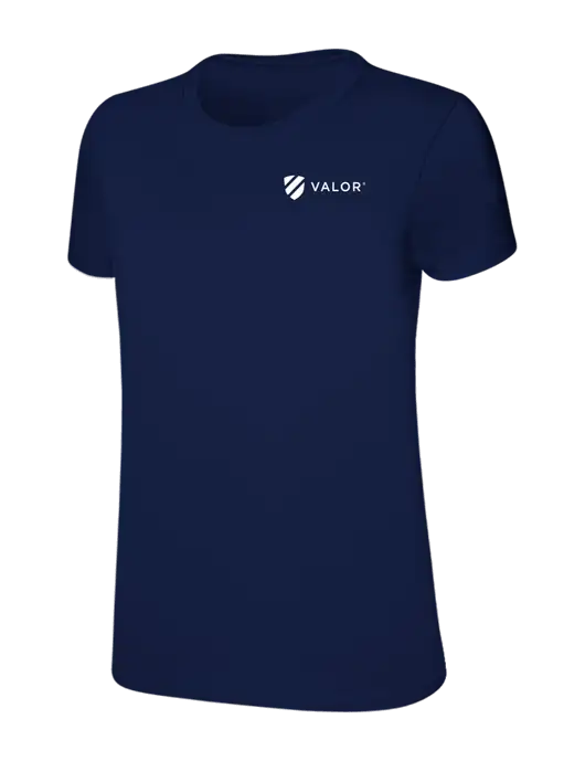 Womens Ring Spun Navy 4.5 oz T-Shirt w/Valor Logo