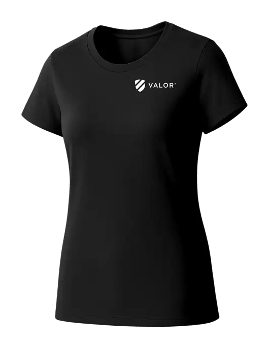 Womens Seriously Soft Black T-Shirt w/Valor Logo