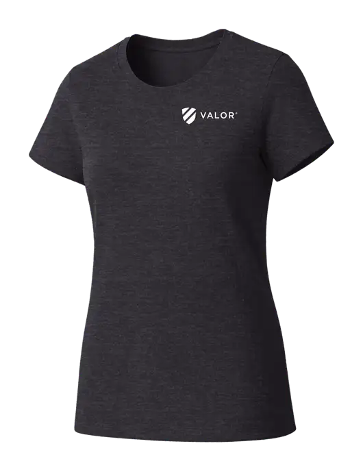 Womens Seriously Soft Heathered Charcoal T-Shirt w/Valor Logo
