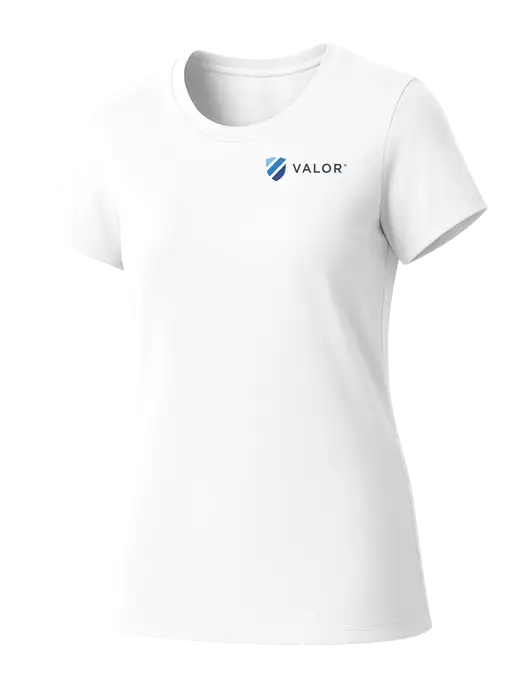 Womens Seriously Soft White T-Shirt w/Valor Logo