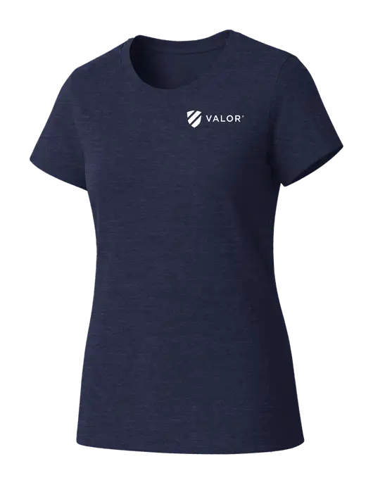 Womens Seriously Soft Heathered Navy T-Shirt w/Valor Logo