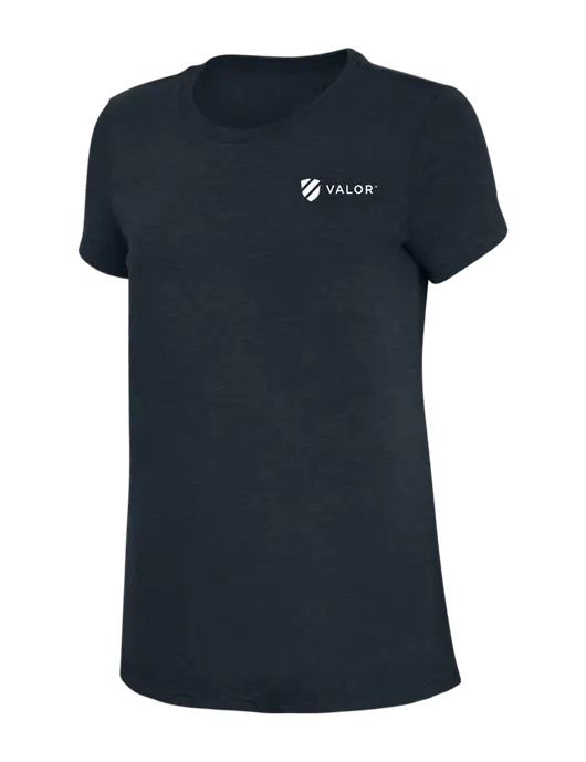 Womens Simply Soft Navy 4.5oz Poly/Combed Ring Spun Cotton T-Shirt w/Valor Logo
