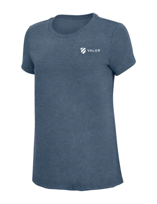 Womens Simply Soft Navy Frost 4.5oz  Poly/Combed Ring Spun Cotton T-Shirt w/Valor Logo