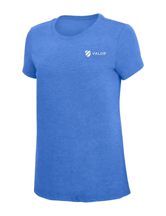 Womens Simply Soft Royal Frost 4.5oz  Poly/Combed Ring Spun Cotton T-Shirt w/Valor Logo