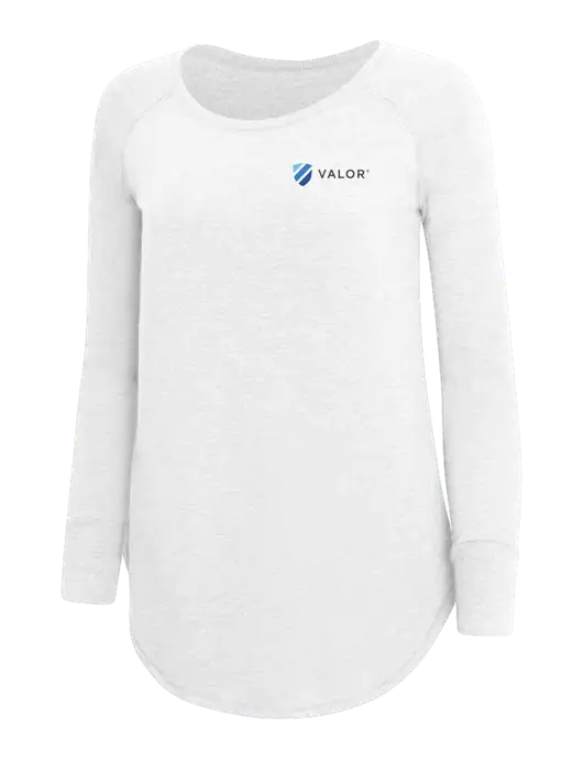 Womens Perfect Wide Collar Tunic Tri-Blend White 4.5 oz T-Shirt w/Valor Logo