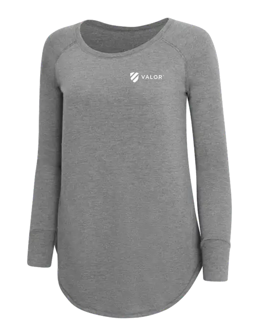 Womens Perfect Wide Collar Tunic Tri-Blend Grey Frost 4.5 oz T-Shirt w/Valor Logo