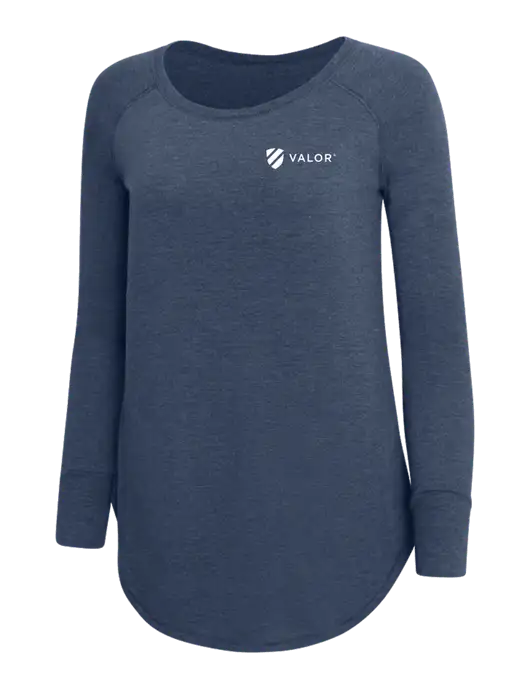 Womens Perfect Wide Collar Tunic Tri-Blend Navy Frost 4.5 oz T-Shirt w/Valor Logo