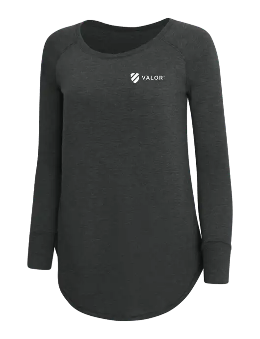 Womens Perfect Wide Collar Tunic Tri-Blend Black Frost 4.5 oz T-Shirt w/Valor Logo