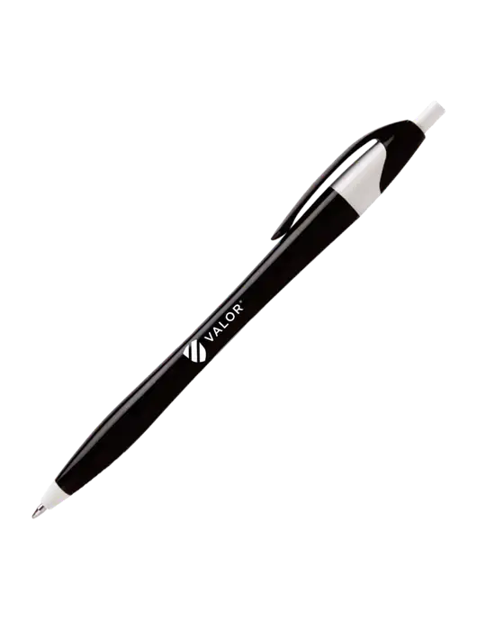 Novella Black/White Executive Pen - Blue Ink w/Valor Logo