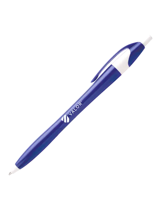 Novella Royal/White Executive Pen - Blue Ink w/Valor Logo