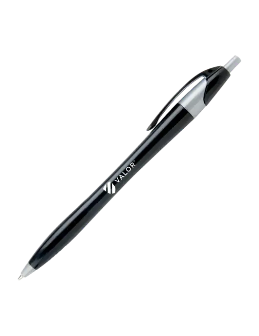 Novella Black/Silver Corporate Pen - Blue Ink w/Valor Logo