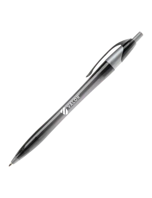 Novella Translucent Black/Silver Jewel Pen - Blue Ink w/Valor Logo