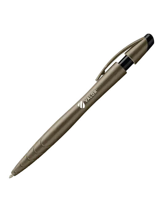 Awali Grey Metallic Pen - Black Ink w/Valor Logo