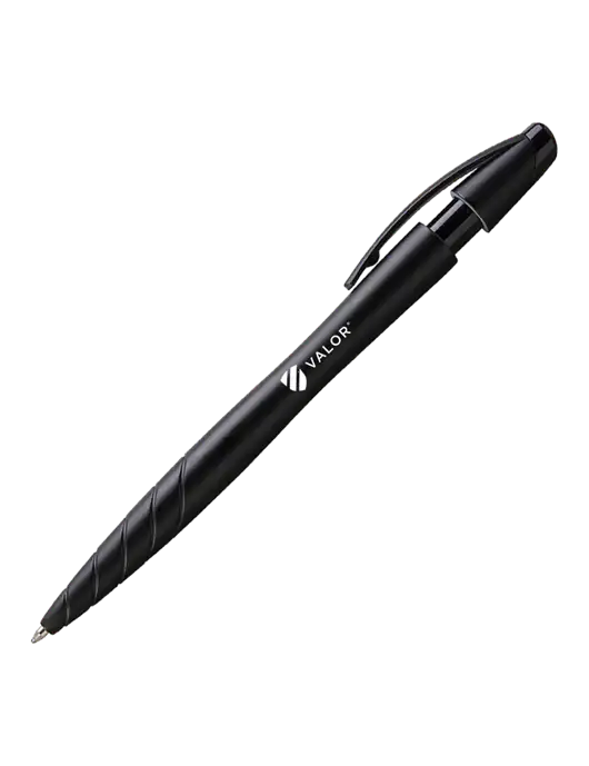 Awali Black Metallic Pen - Black Ink w/Valor Logo