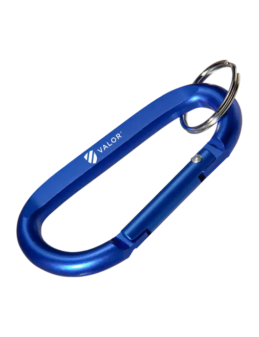Blue Carabiner & Key Ring w/Valor Logo