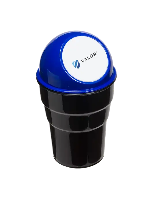 Blue Car Cup Holder Trash Can w/Valor Logo