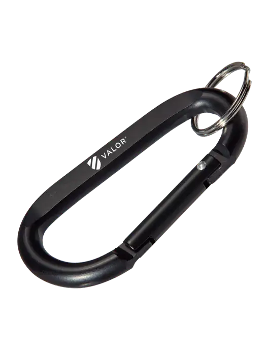 Black Carabiner & Key Ring w/Valor Logo