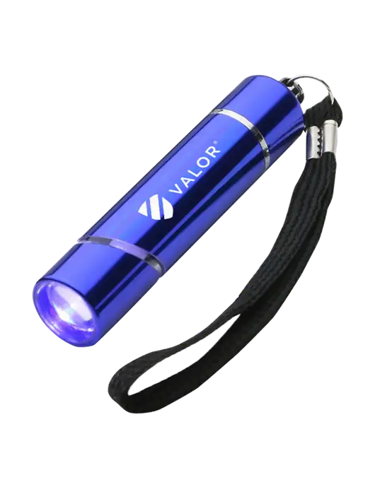 Blue Aluminum Scope LED Flashlight w/Valor Logo