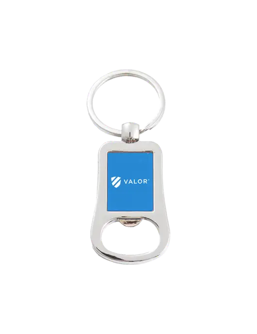 Silver & Blue Bottle Opener Keychain w/Valor Logo