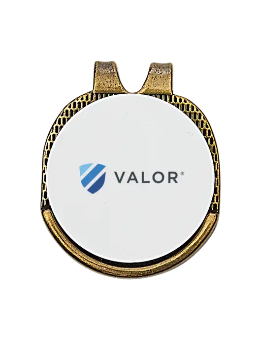 Antique Gold Hat Clip w/Golf Ball Marker w/Valor Logo