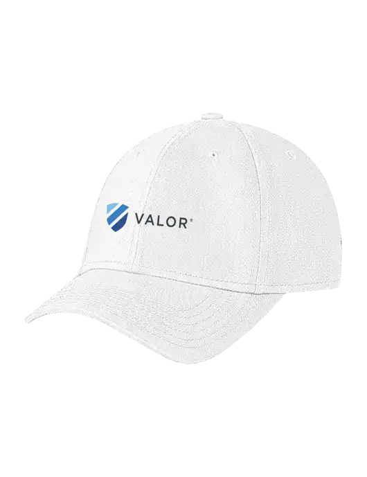 White Structured Soft Snap Closure Hook & Loop Cap w/Valor Logo