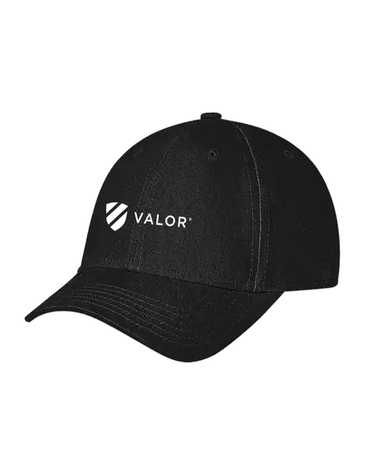Black Structured Soft Snap Closure Hook & Loop Cap w/Valor Logo
