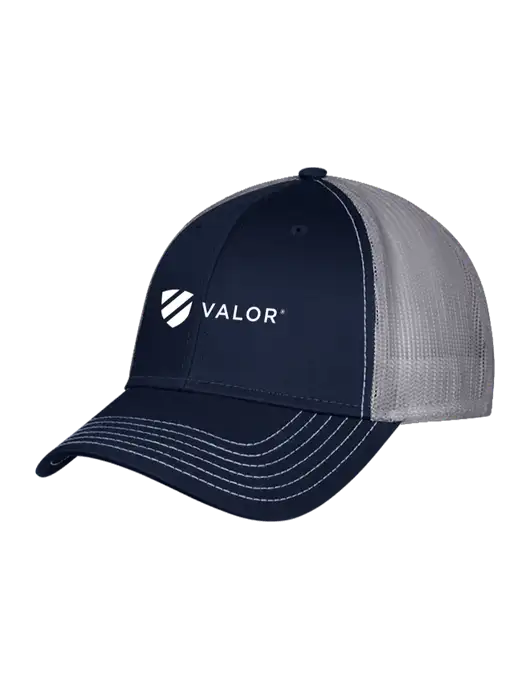 Navy/Grey Mesh Trucker Cap Snap Back w/Valor Logo