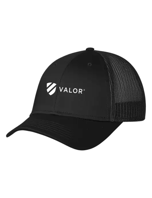 Black Mesh Trucker Cap Snap Back w/Valor Logo