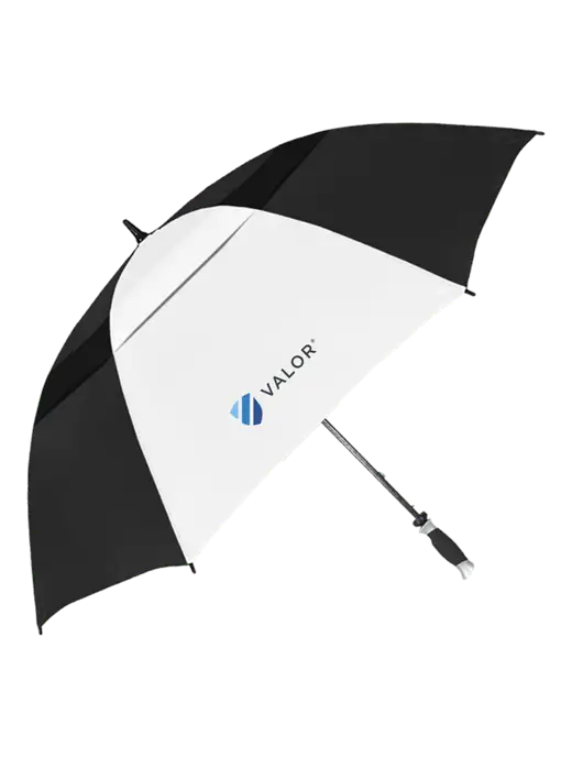 Black/White Vented Typhoon Tamer Golf Umbrella w/Valor Logo