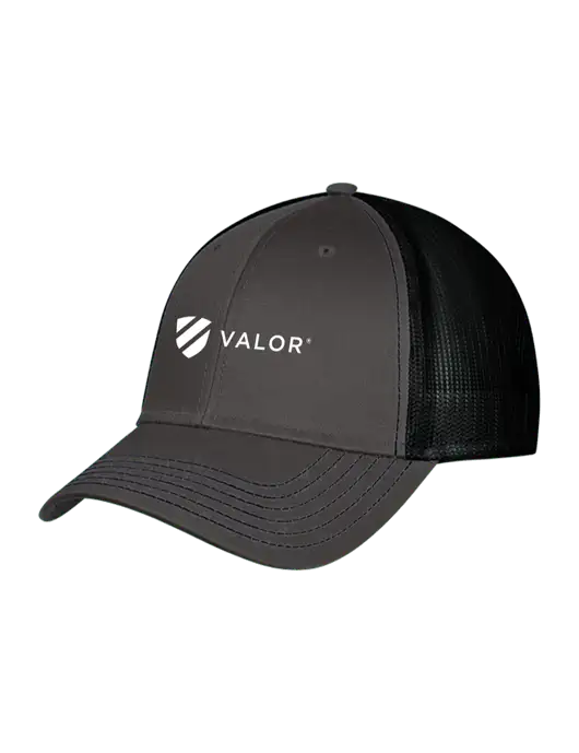 Charcoal/Black Mesh Trucker Cap Snap Back w/Valor Logo