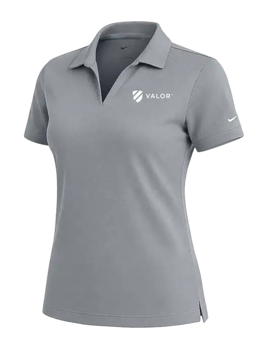 NIKE Medium Grey Womens Dri-Fit Micro Pique Polo w/Valor Logo