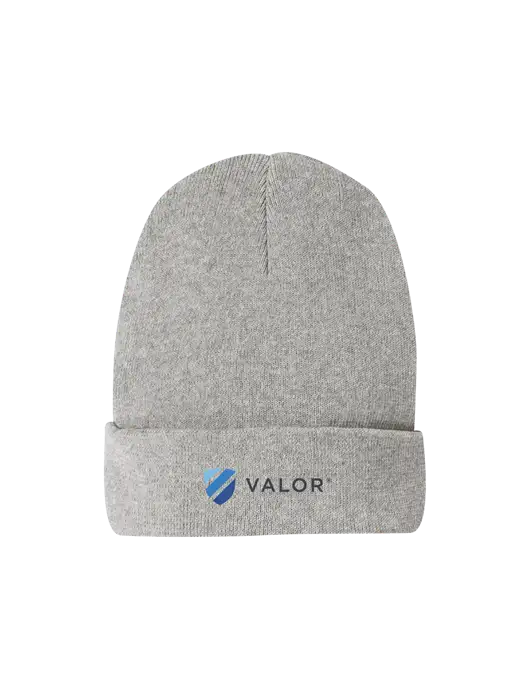 Recycled Light Heather Grey Beanie w/Valor Logo