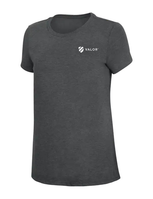 Womens Simply Soft Charcoal 4.5oz Poly/Combed Ring Spun Cotton T-Shirt w/Valor Logo