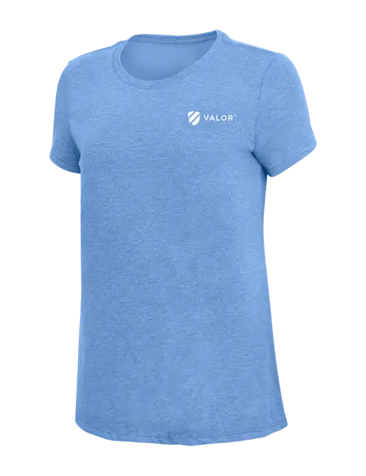Womens Simply Soft Maritime Frost 4.5oz Poly/Combed Ring Spun Cotton T-Shirt
 w/Valor Logo