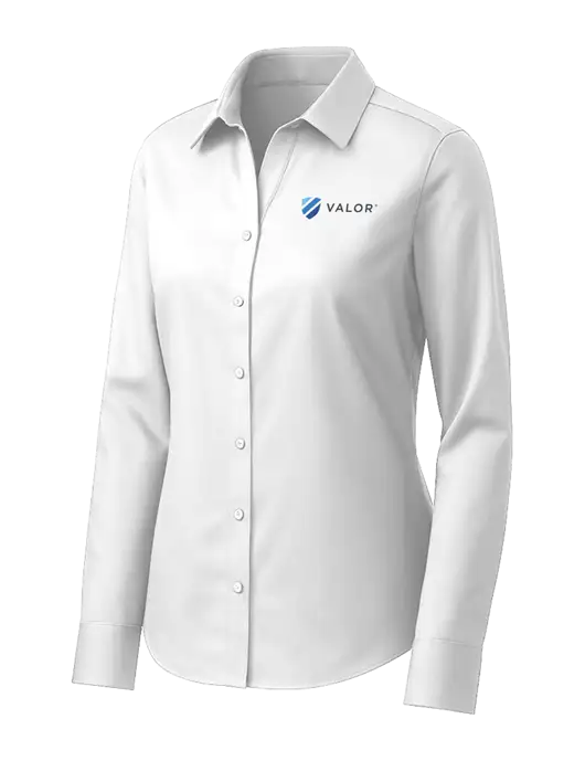 Brooks Brothers Womens White Wrinkle-Free Stretch Pinpoint Shirt w/Valor Logo