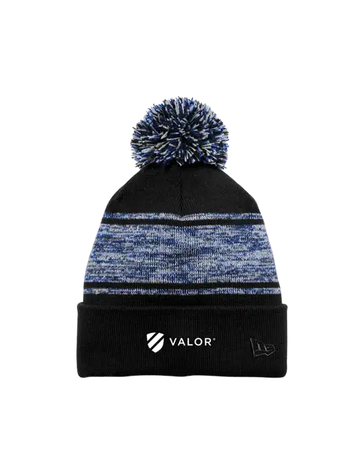 New Era Black/Royal Knit Chilled Pom Beanie w/Valor Logo