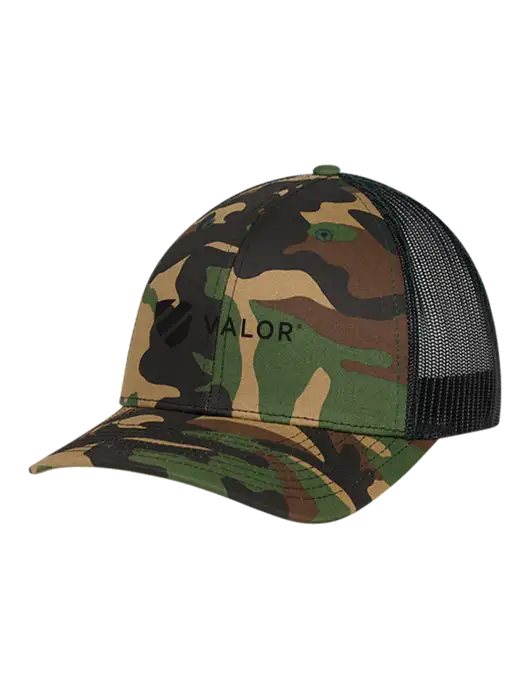 Richardson Adjustable Snapback Original 112P Trucker Cap Army Camo/Black  w/Valor Logo