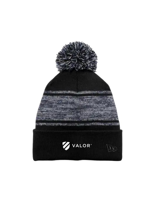 New Era Black/Navy Knit Chilled Pom Beanie w/Valor Logo