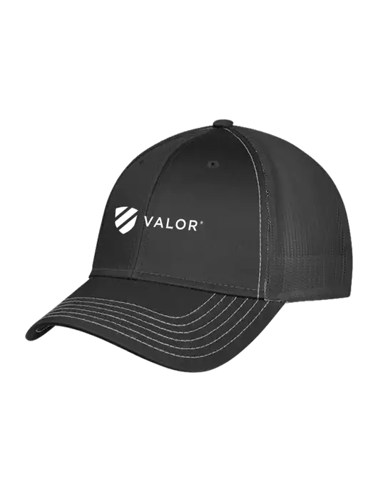 Charcoal Grey Mesh Trucker Cap Snap Back w/Valor Logo