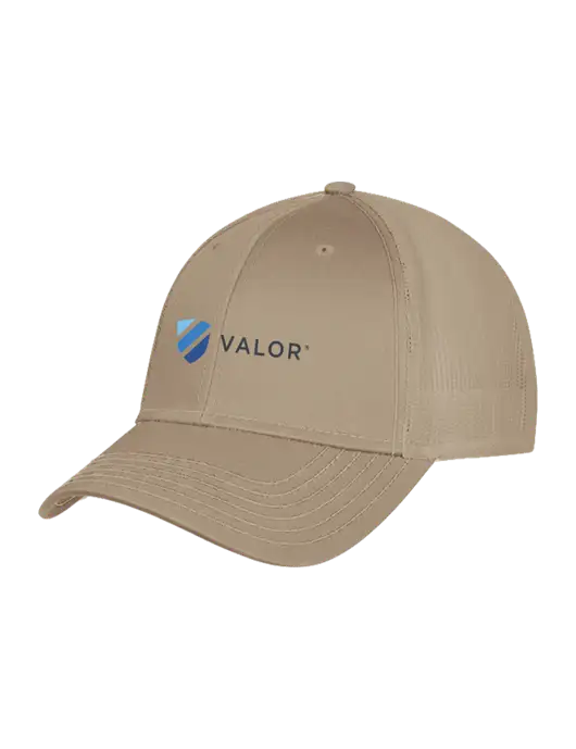 Khaki Mesh Trucker Cap Snap Back w/Valor Logo