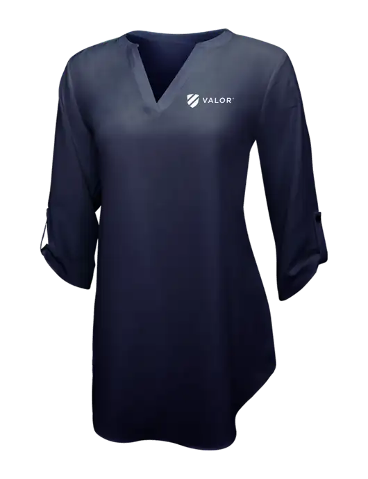 Navy Womens 3/4 Sleeve Tunic Blouse w/Valor Logo