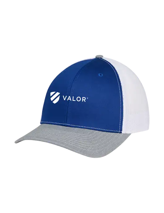Richardson Adjustable Snapback Original 112 Trucker Cap Royal/HeatherGrey/White Mesh w/Valor Logo