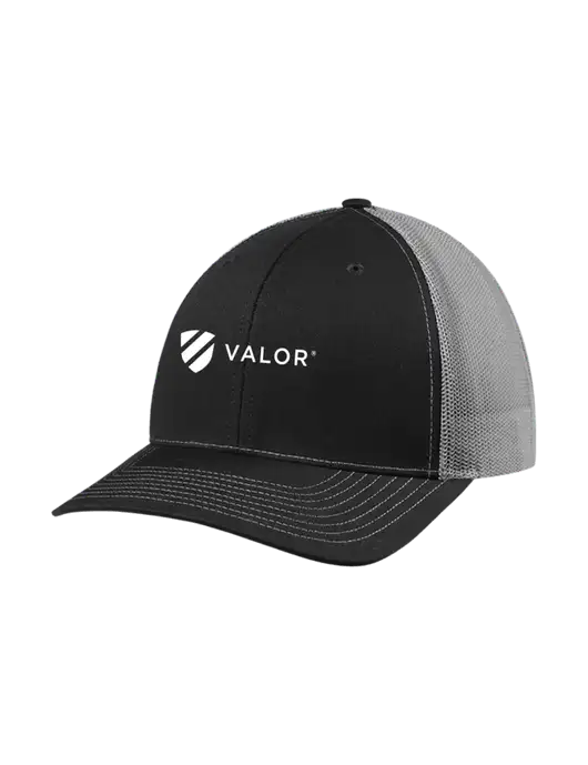 Richardson Adjustable Snapback Original 112 Trucker Cap Black w/Charcoal Mesh w/Valor Logo