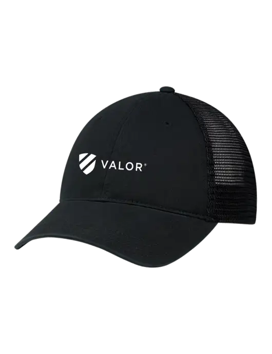 Richardson 111 Garment Washed Trucker Cap Black w/Black Mesh w/Valor Logo