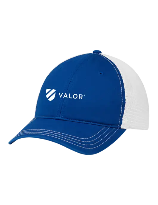 Richardson 111 Garment Washed Trucker Cap Royal w/White Mesh w/Valor Logo