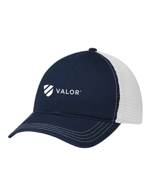 Richardson 111 Garment Washed Trucker Cap Navy w/White Mesh w/Valor Logo