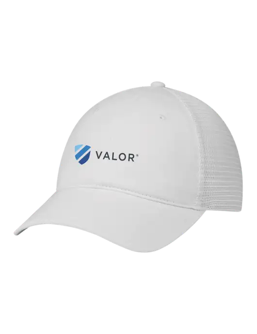 Richardson 111 Garment Washed Trucker Cap White w/White Mesh w/Valor Logo