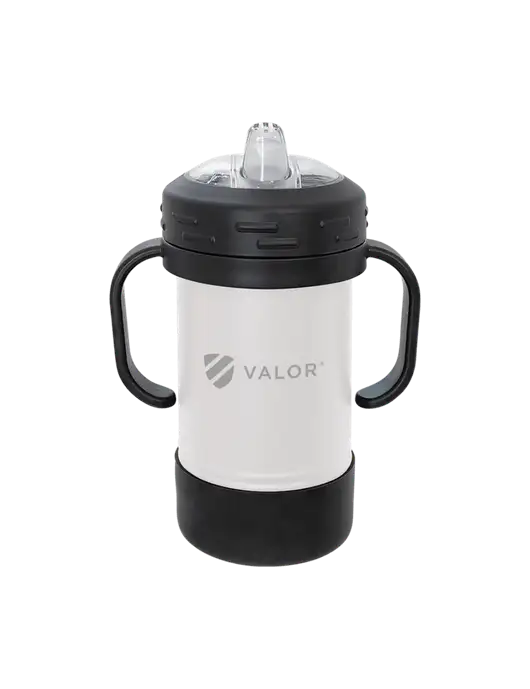 Polar Camel 10 oz Powder Coated White Sippy Cup w/Valor Logo