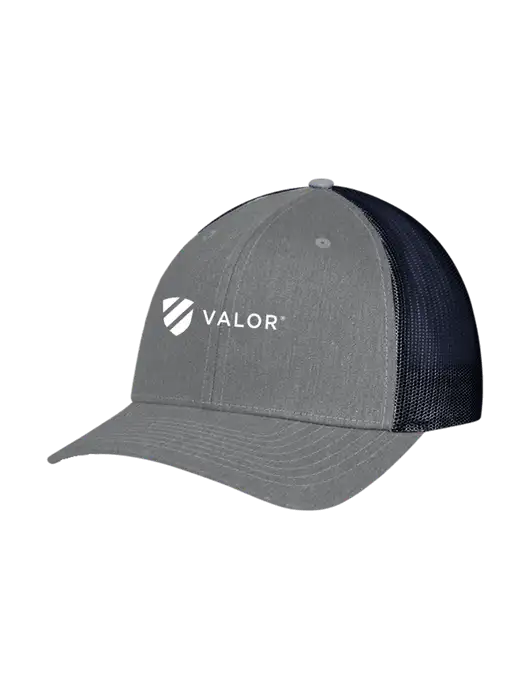 Richardson Adjustable Snapback Original 112 Trucker Cap Heather Grey w/Navy Mesh w/Valor Logo